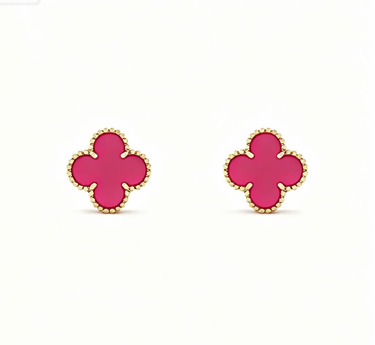 Van Cleef & Arpels Alhambra Pink Enamel Earrings